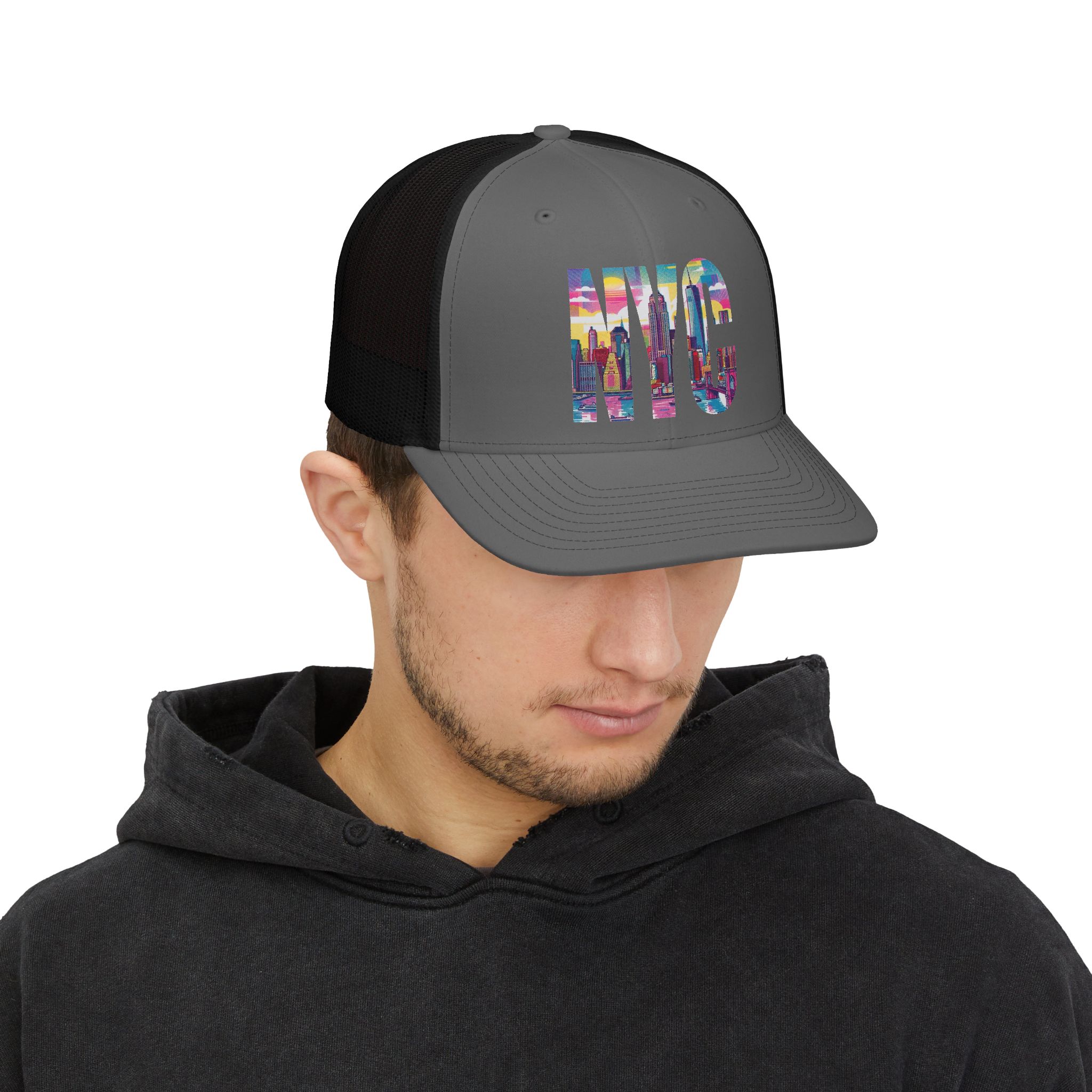 New York City Skyline Graphic Trucker Cap