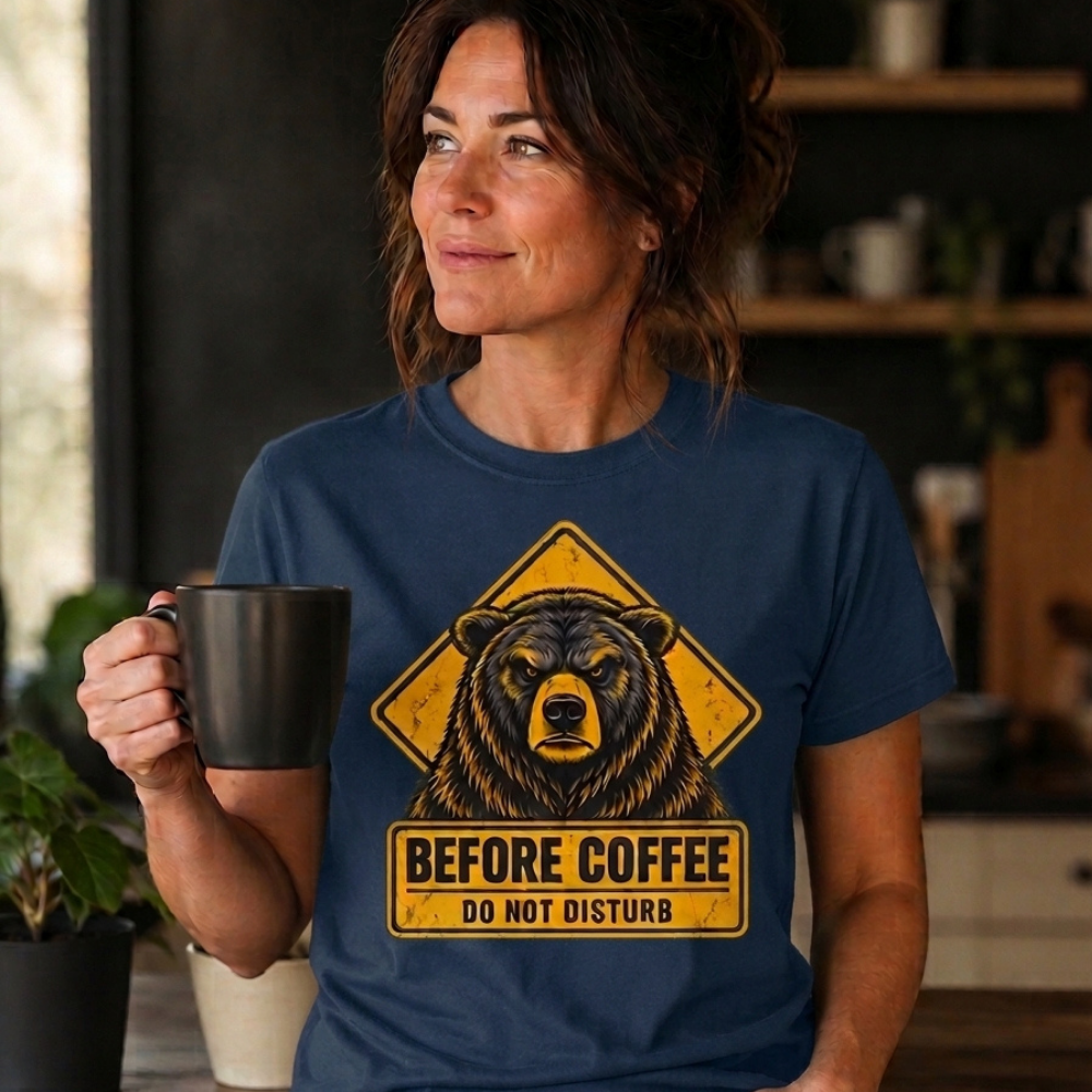 Before Coffee Grizzly T-Shirt - Image 5