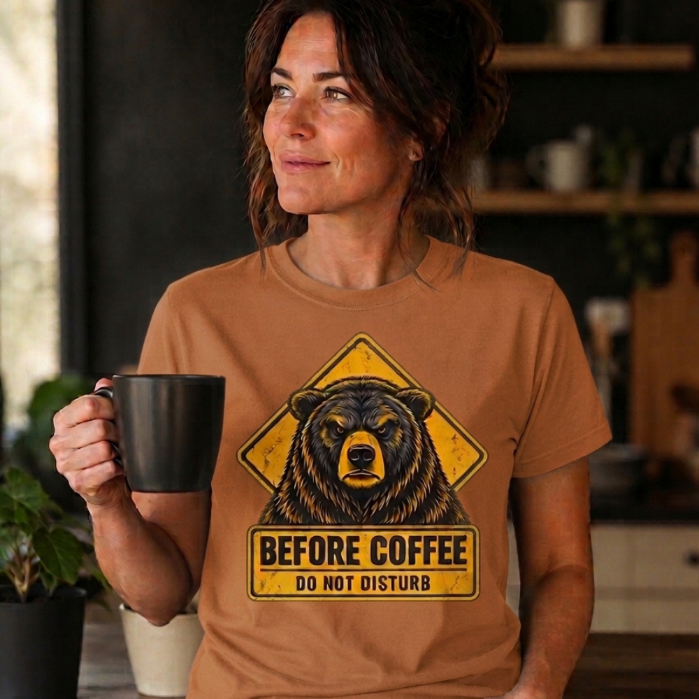 Before Coffee Grizzly T-Shirt - Image 6