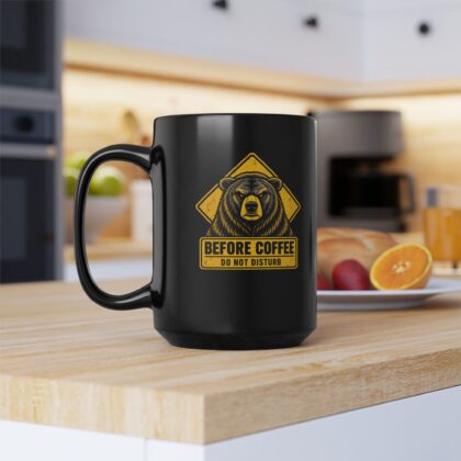 Black 15oz Coffee Mug with Vintage Coffee Emblem